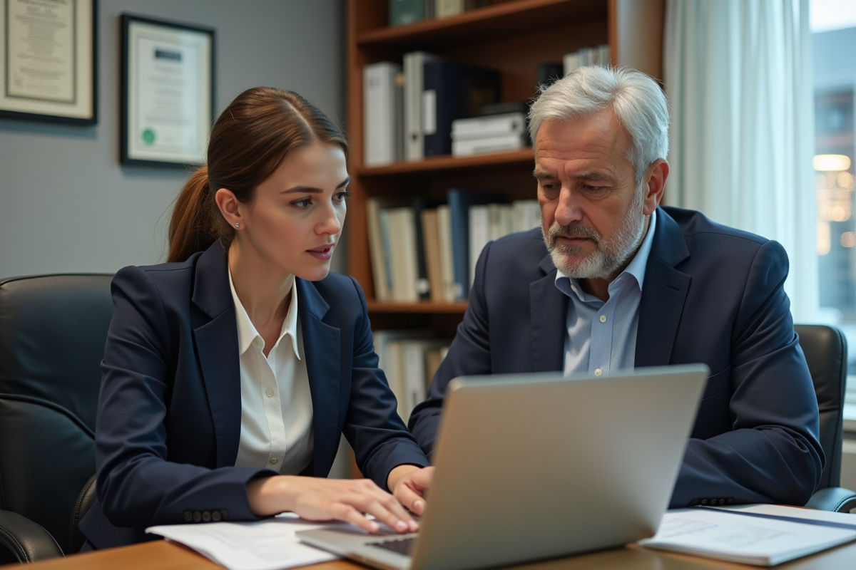 Femme conseillant un client avec un conseiller immobilier