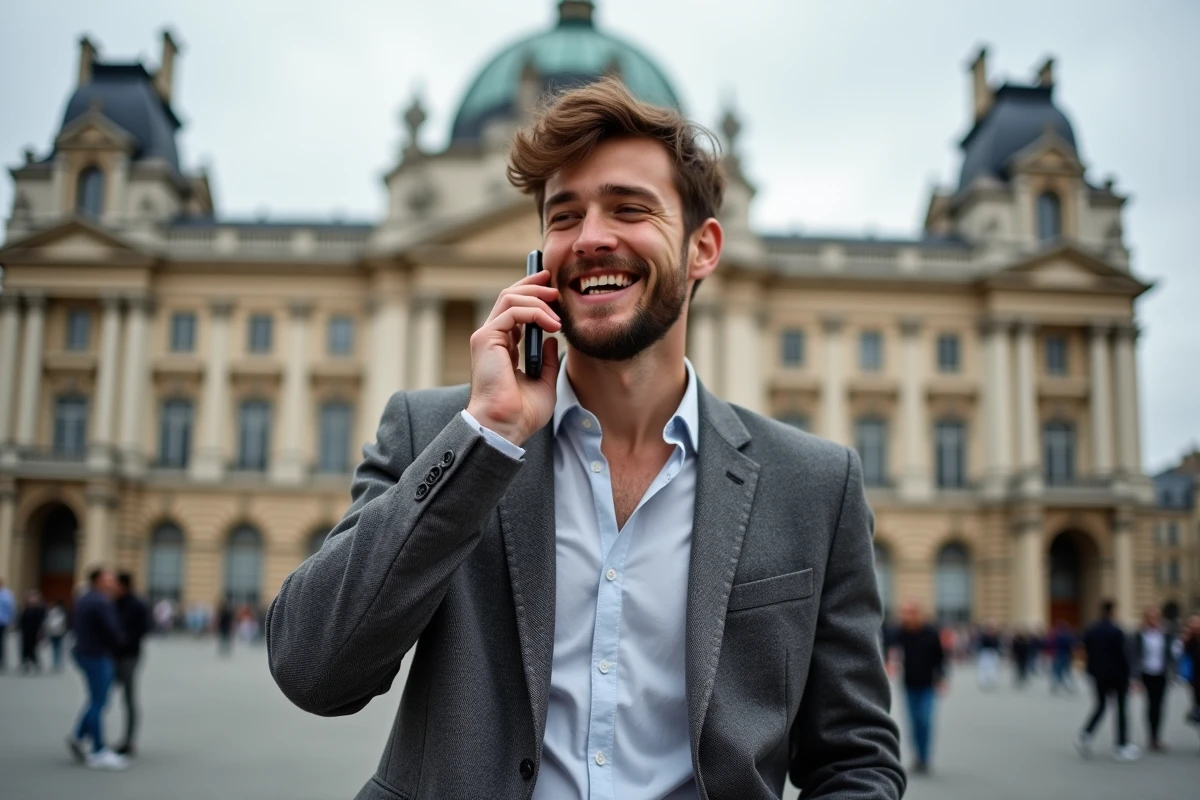 Homme politique français dehors devant l